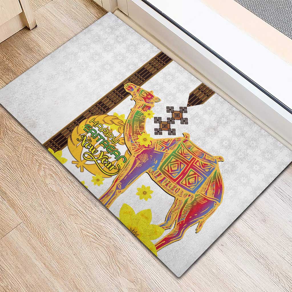 Melkam Enkutatash Eritrean Rubber Doormat Camel With Habesha Tilet Pattern - African Pride