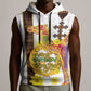 Melkam Enkutatash Eritrean Sleeveless Hoodie Camel With Habesha Tilet Pattern - African Pride