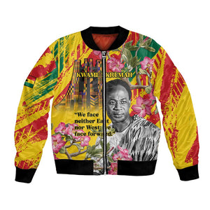 Personalized Ghana Kwame Nkrumah Memorial Day Bomber Jacket Mausoleum Impala Lily - African Pride