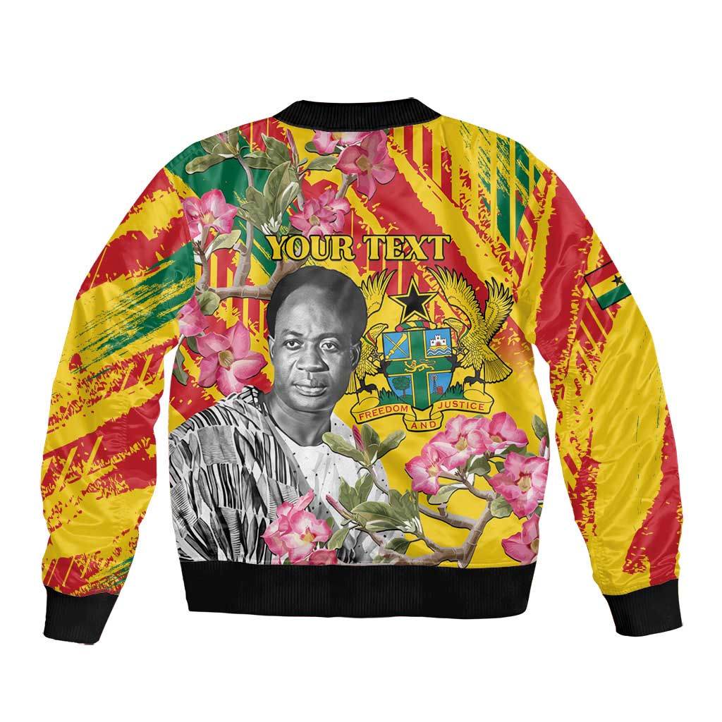 Personalized Ghana Kwame Nkrumah Memorial Day Bomber Jacket Mausoleum Impala Lily - African Pride