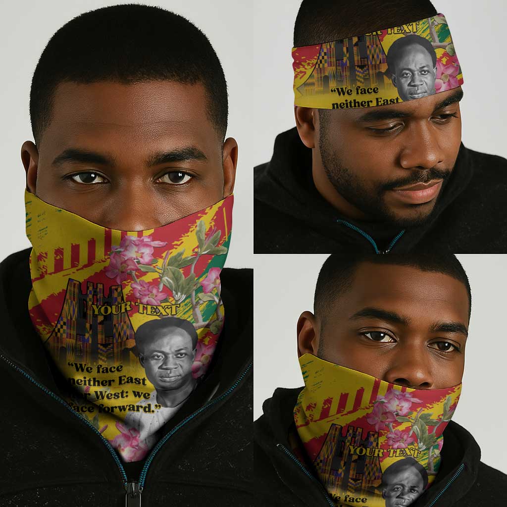 Personalized Ghana Kwame Nkrumah Memorial Day Neck Gaiter Mausoleum Impala Lily LT15