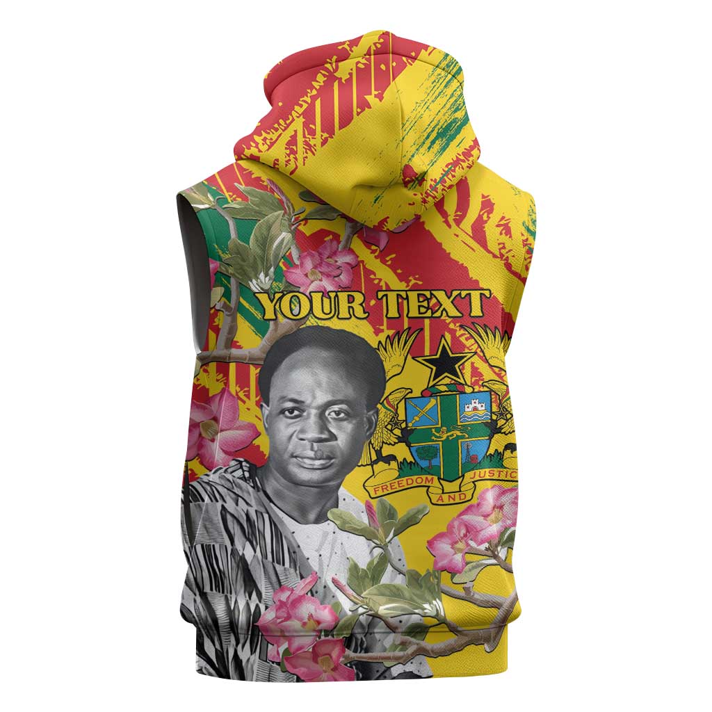 Personalized Ghana Kwame Nkrumah Memorial Day Sleeveless Hoodie Mausoleum Impala Lily - African Pride