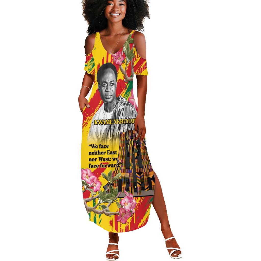 Personalized Ghana Kwame Nkrumah Memorial Day Summer Maxi Dress Mausoleum Impala Lily - African Pride