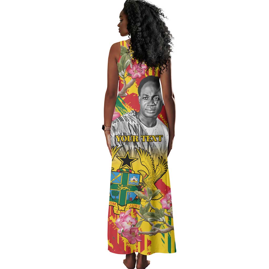 Personalized Ghana Kwame Nkrumah Memorial Day Tank Maxi Dress Mausoleum Impala Lily - African Pride