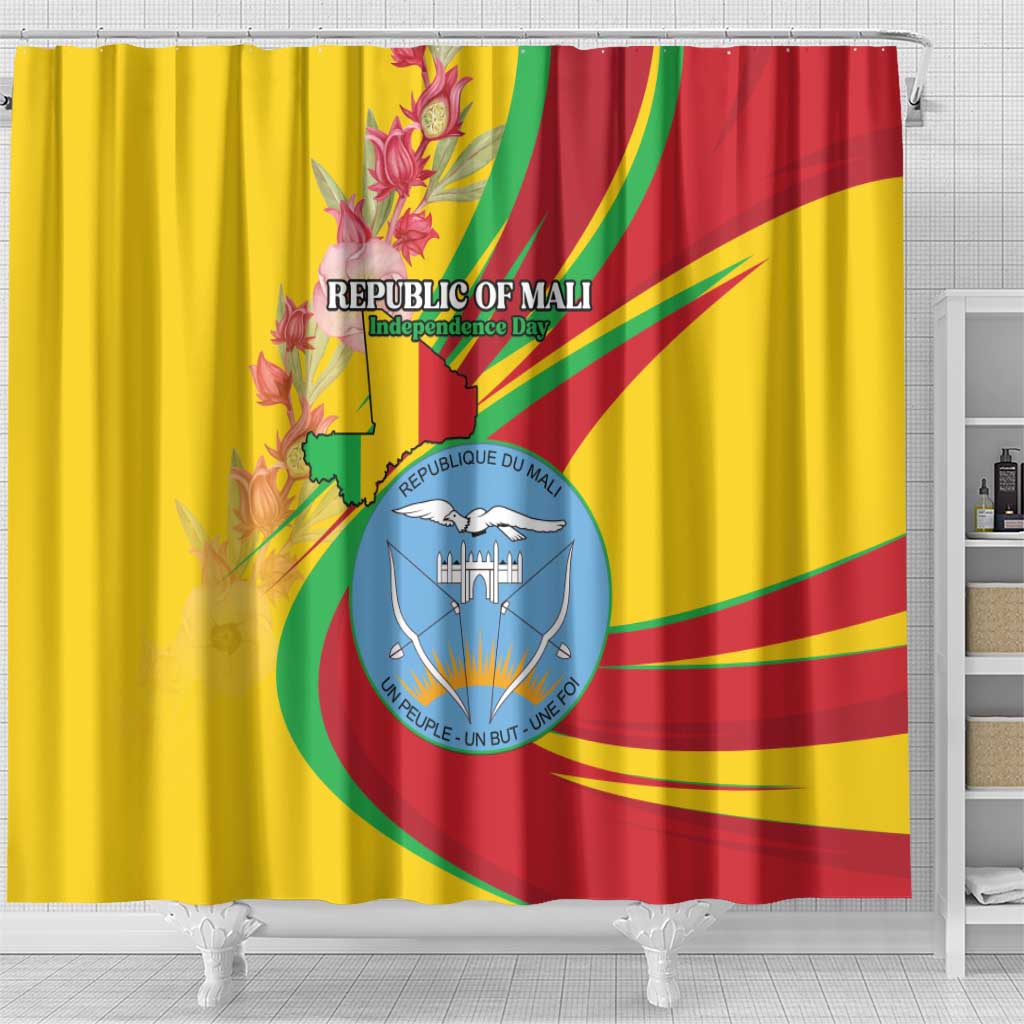 Afro Mali Shower Curtain Happy 65th Anniversary Independence - African Pride