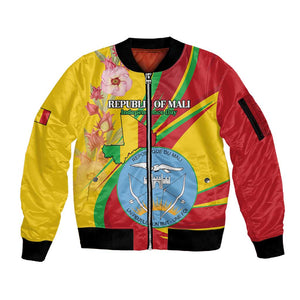 Personalized Afro Mali Sleeve Zip Bomber Jacket Happy 65th Anniversary Independence - African Pride