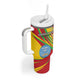 Personalized Afro Mali Tumbler With Handle Happy 65th Anniversary Independence - African Pride