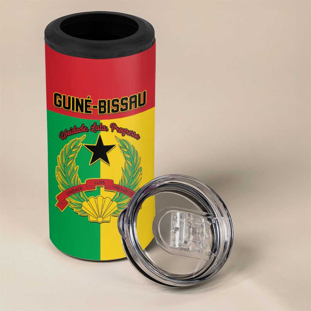 Personalized Guinea-Bissau 4 in 1 Can Cooler Tumbler Basic Flag Style - African Pride