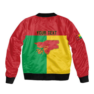 Personalized Guinea-Bissau Sleeve Zip Bomber Jacket Basic Flag Style - African Pride
