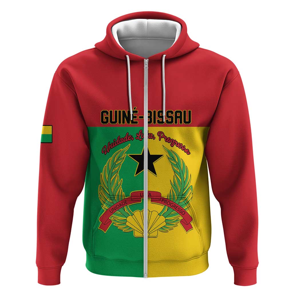 Personalized Guinea-Bissau Zip Hoodie Basic Flag Style - African Pride