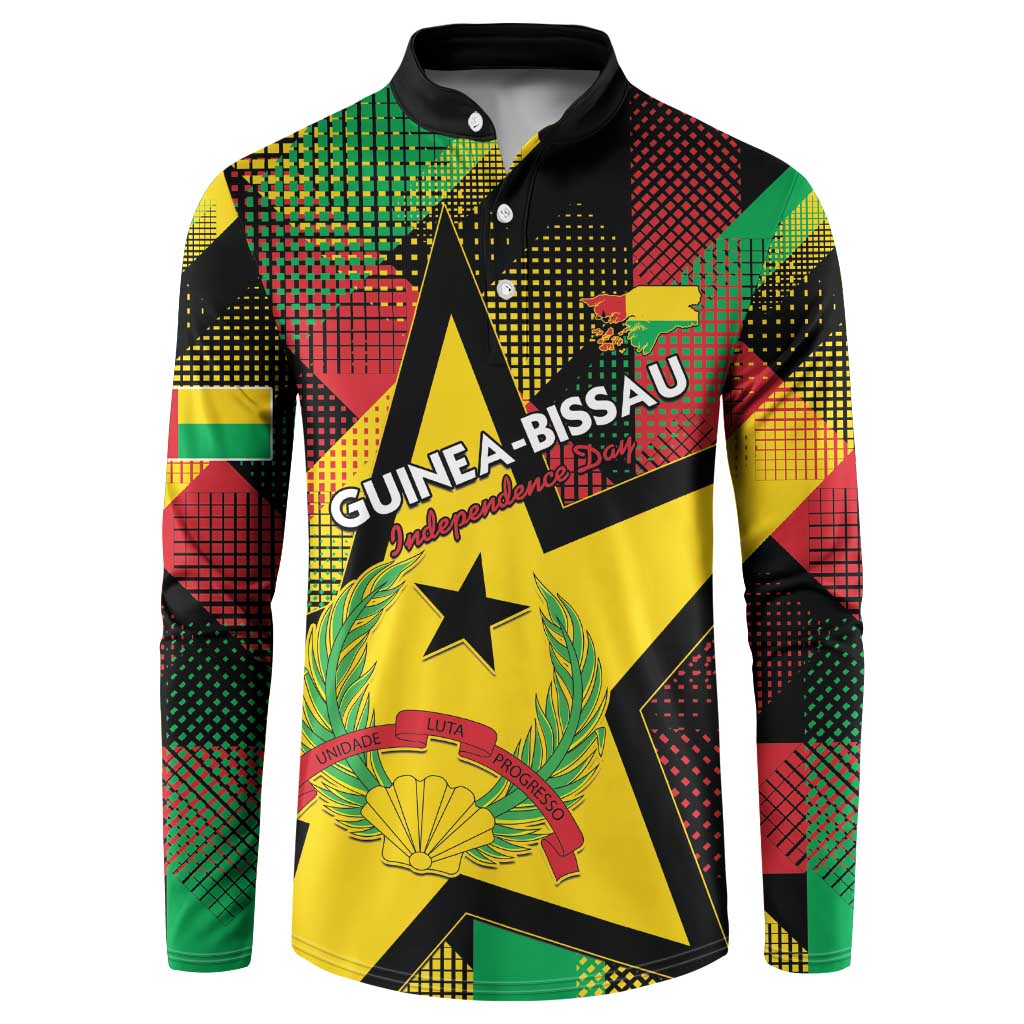 Personalized Guinea-Bissau Independence Day Button Sweatshirt Coat Of Arms With Map