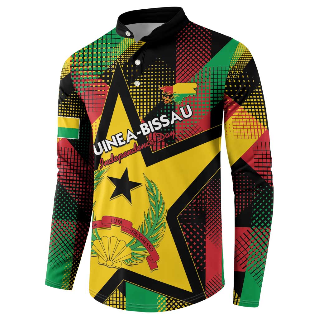 Personalized Guinea-Bissau Independence Day Button Sweatshirt Coat Of Arms With Map