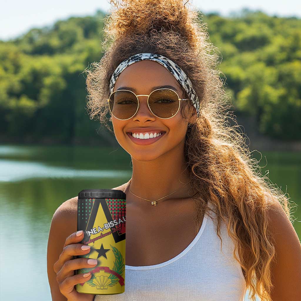 Personalized Happy Guinea-Bissau 4 in 1 Can Cooler Tumbler Independence Day - African Pride