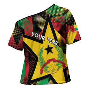 Personalized Guinea-Bissau Independence Day Cross Shoulder Shirt Coat Of Arms With Map