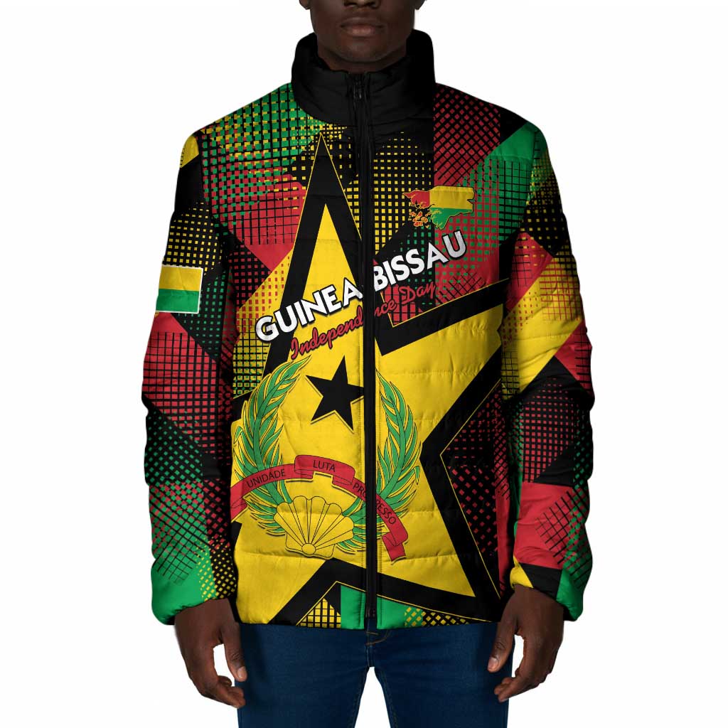 Personalized Guinea-Bissau Independence Day Padded Jacket Coat Of Arms With Map