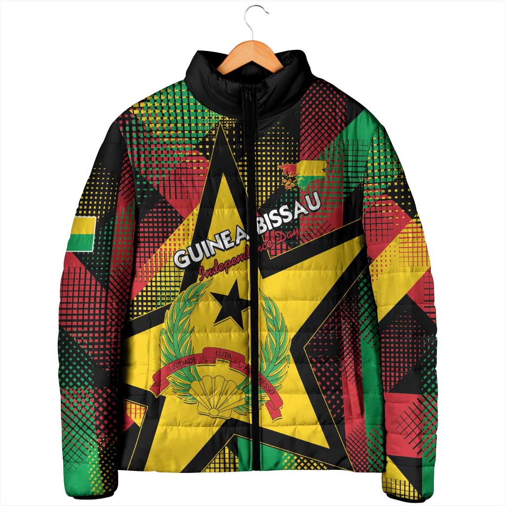 Personalized Guinea-Bissau Independence Day Padded Jacket Coat Of Arms With Map