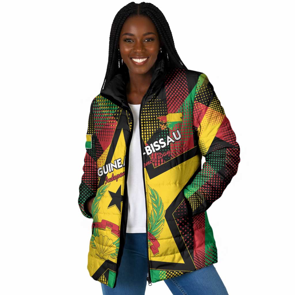 Personalized Guinea-Bissau Independence Day Padded Jacket Coat Of Arms With Map
