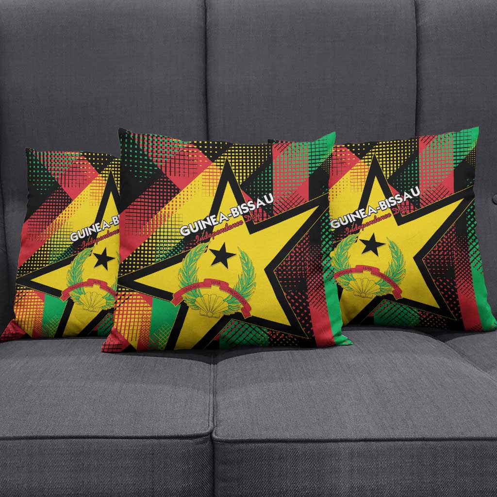 Guinea-Bissau Independence Day Pillow Cover Coat Of Arms With Map