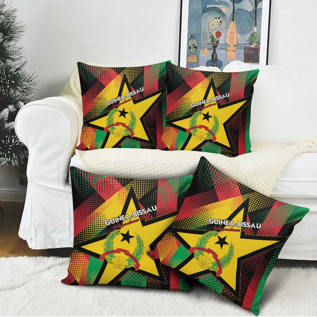 Guinea-Bissau Independence Day Pillow Cover Coat Of Arms With Map