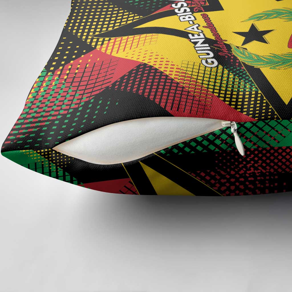 Guinea-Bissau Independence Day Pillow Cover Coat Of Arms With Map