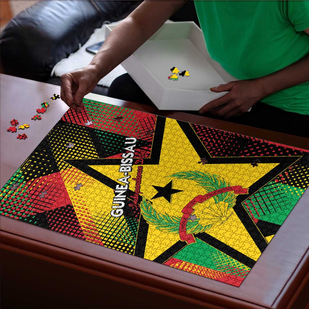 Guinea-Bissau Independence Day Puzzle Coat Of Arms With Map