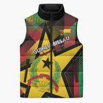 Personalized Guinea-Bissau Independence Day Sleeveless Puffer Jacket Coat Of Arms With Map