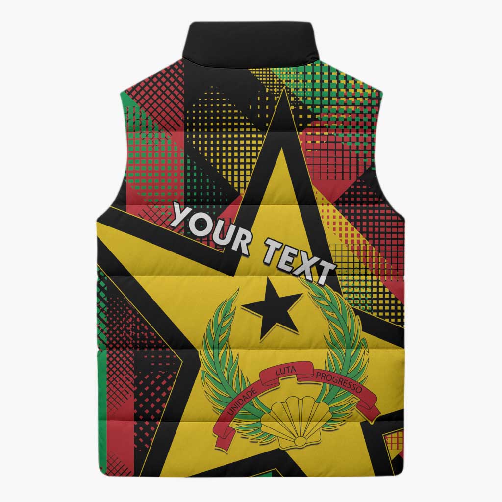 Personalized Guinea-Bissau Independence Day Sleeveless Puffer Jacket Coat Of Arms With Map