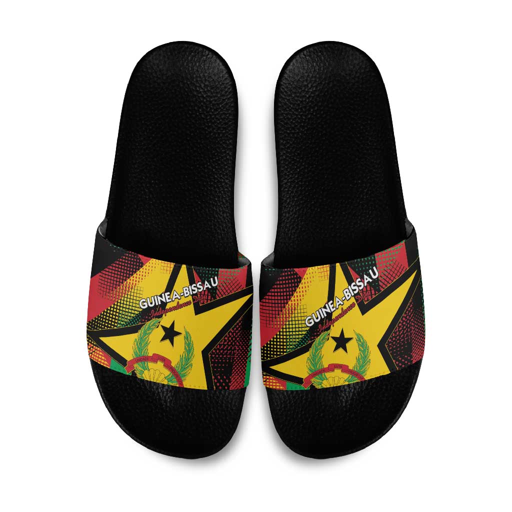 Guinea-Bissau Independence Day Slide Sandals Coat Of Arms With Map