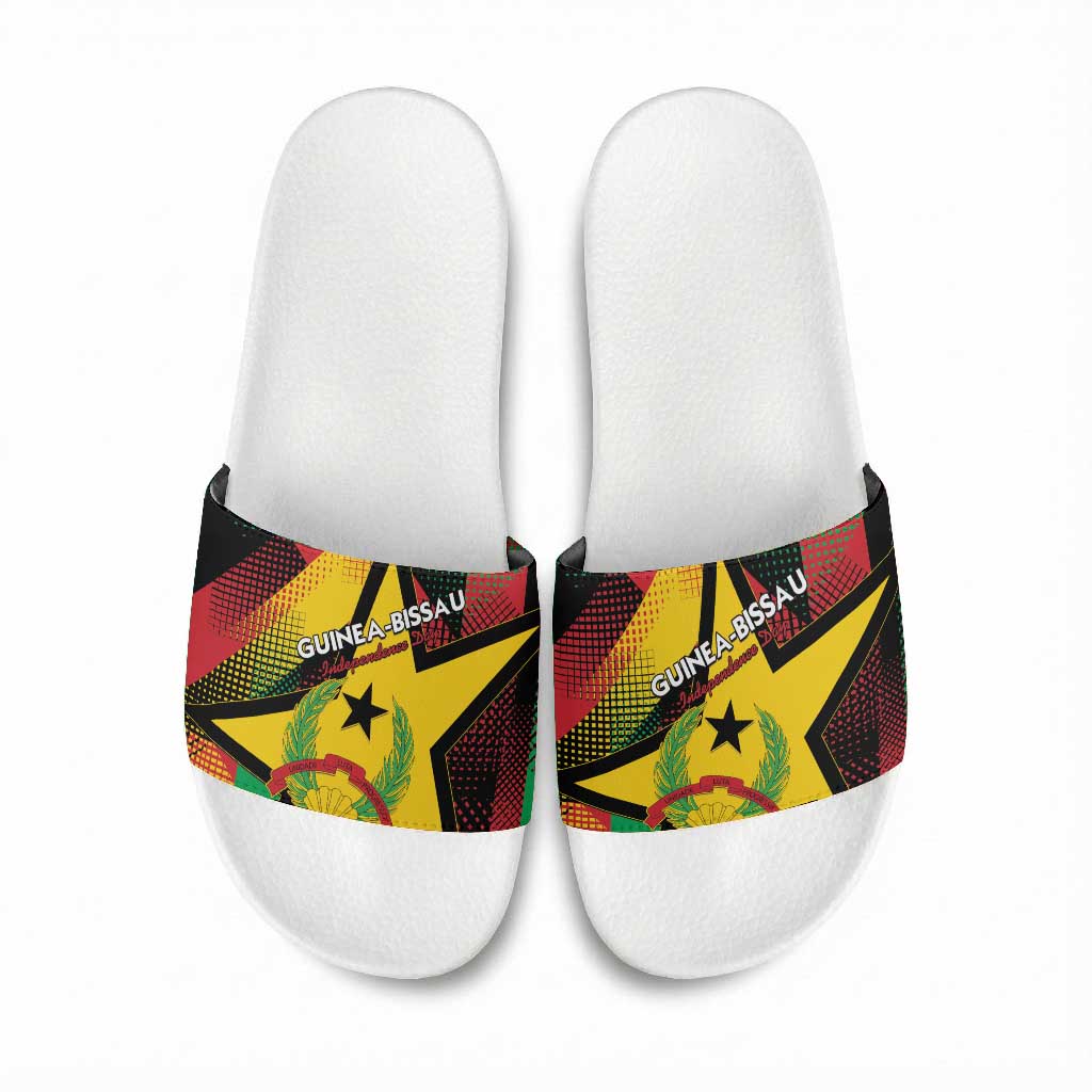 Guinea-Bissau Independence Day Slide Sandals Coat Of Arms With Map