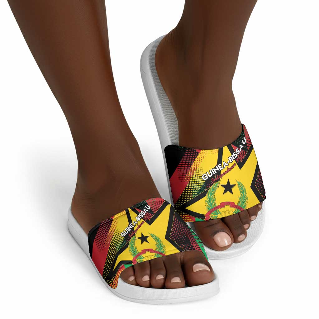 Guinea-Bissau Independence Day Slide Sandals Coat Of Arms With Map