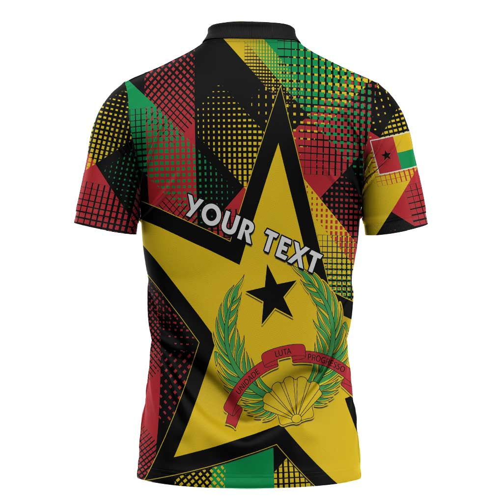 Personalized Guinea-Bissau Independence Day Zipper Polo Shirt Coat Of Arms With Map