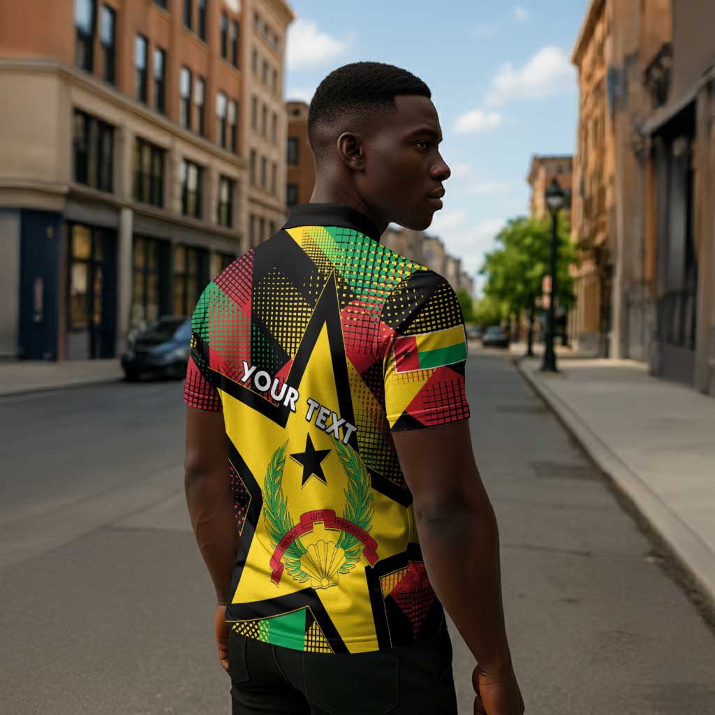 Personalized Guinea-Bissau Independence Day Zipper Polo Shirt Coat Of Arms With Map