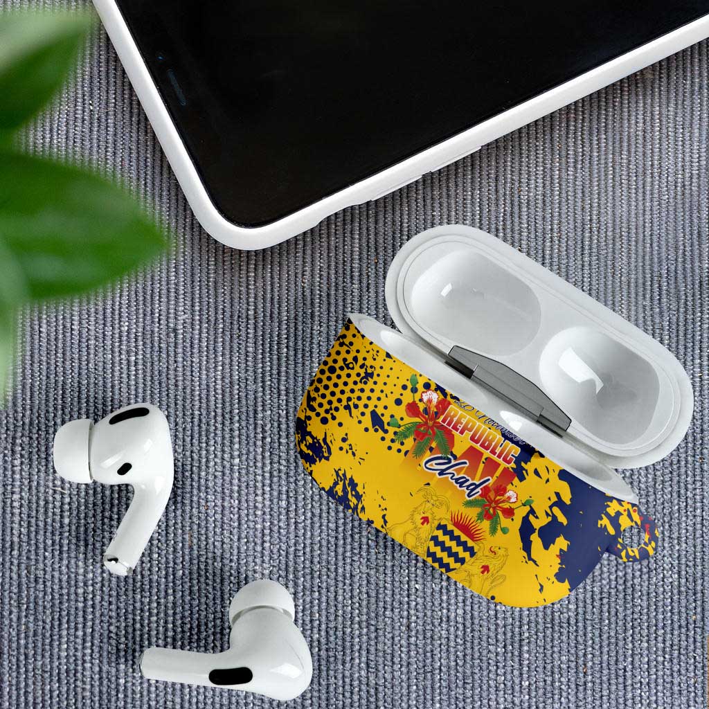 Chad Republic Day AirPods Case Coat Of Arms - Grunge Style