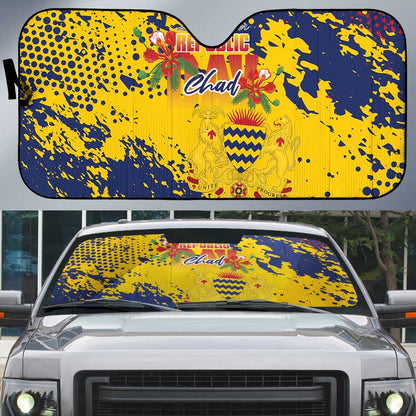 Chad Republic Day Auto Sun Shade Coat Of Arms - Grunge Style