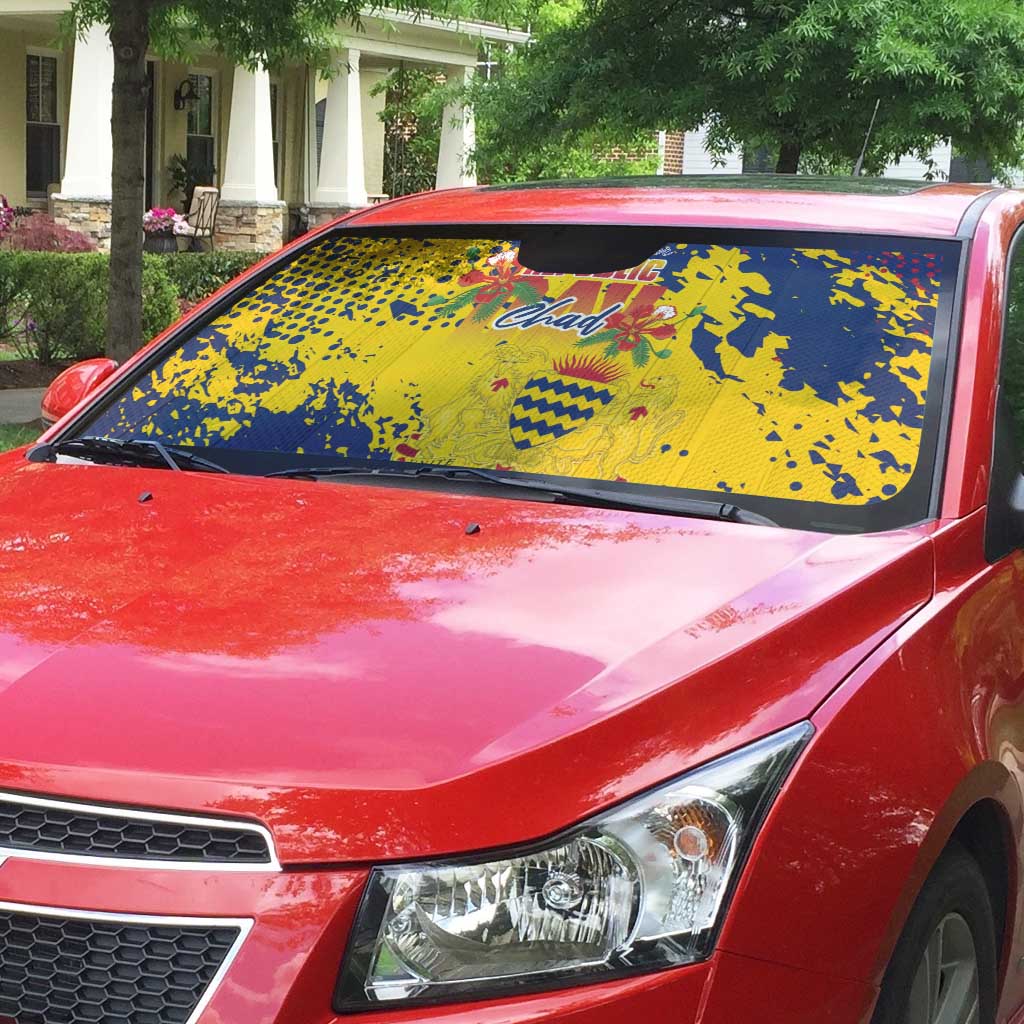 Chad Republic Day Auto Sun Shade Coat Of Arms - Grunge Style