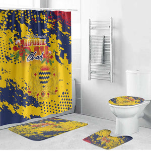 Chad Republic Day Bathroom Set Coat Of Arms - Grunge Style