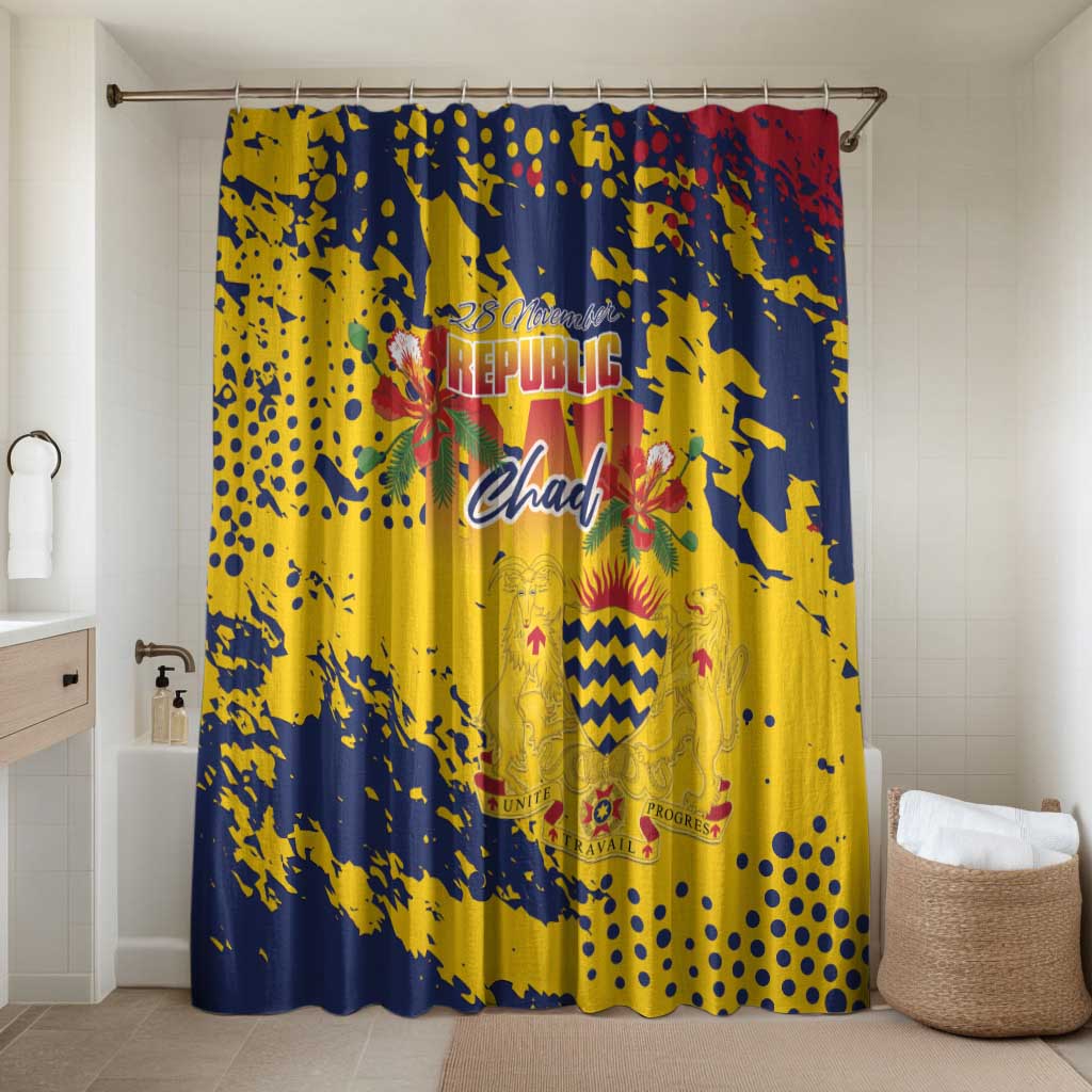 Chad Republic Day Bathroom Set Coat Of Arms - Grunge Style
