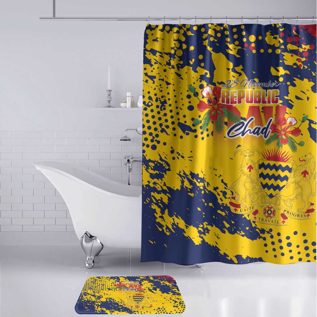 Chad Republic Day Bathroom Set Coat Of Arms - Grunge Style