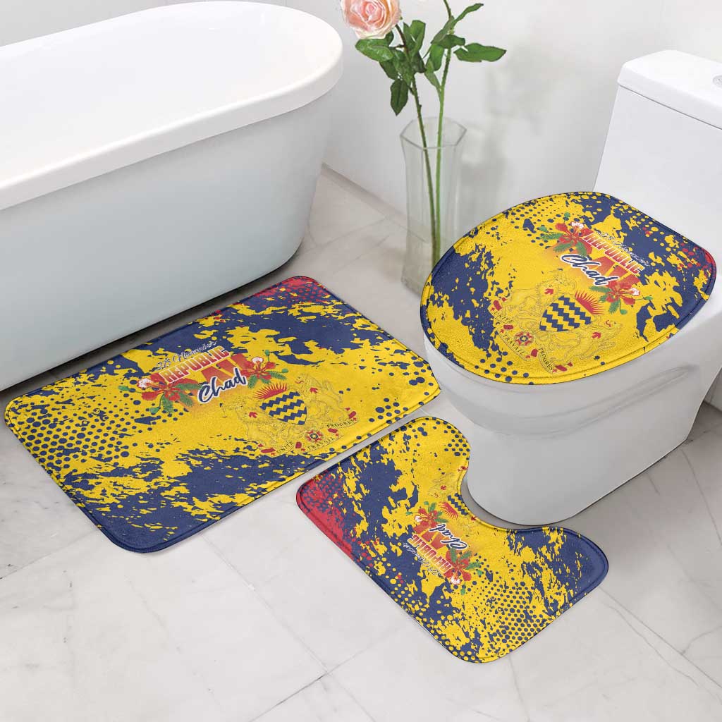 Chad Republic Day Bathroom Set Coat Of Arms - Grunge Style