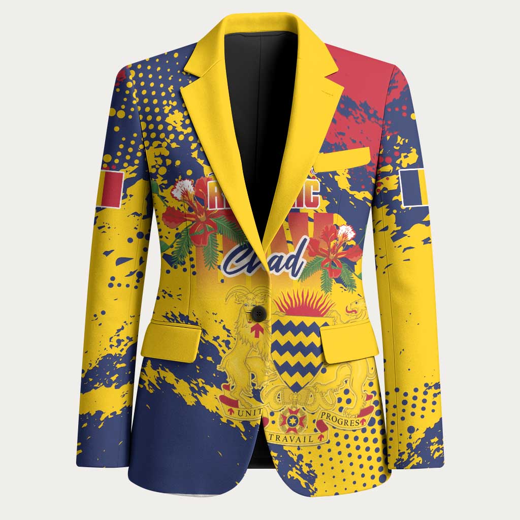 Personalized Chad Republic Day Blazer Coat Of Arms - Grunge Style