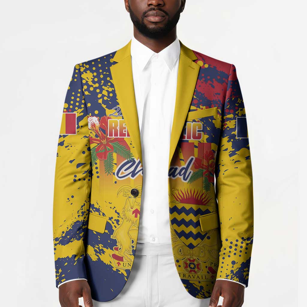Personalized Chad Republic Day Blazer Coat Of Arms - Grunge Style