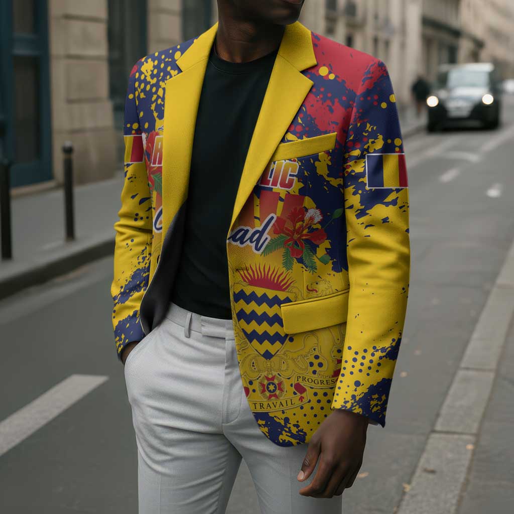 Personalized Chad Republic Day Blazer Coat Of Arms - Grunge Style