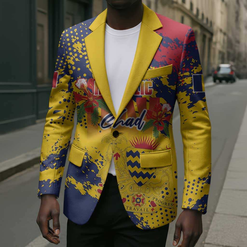 Personalized Chad Republic Day Blazer Coat Of Arms - Grunge Style
