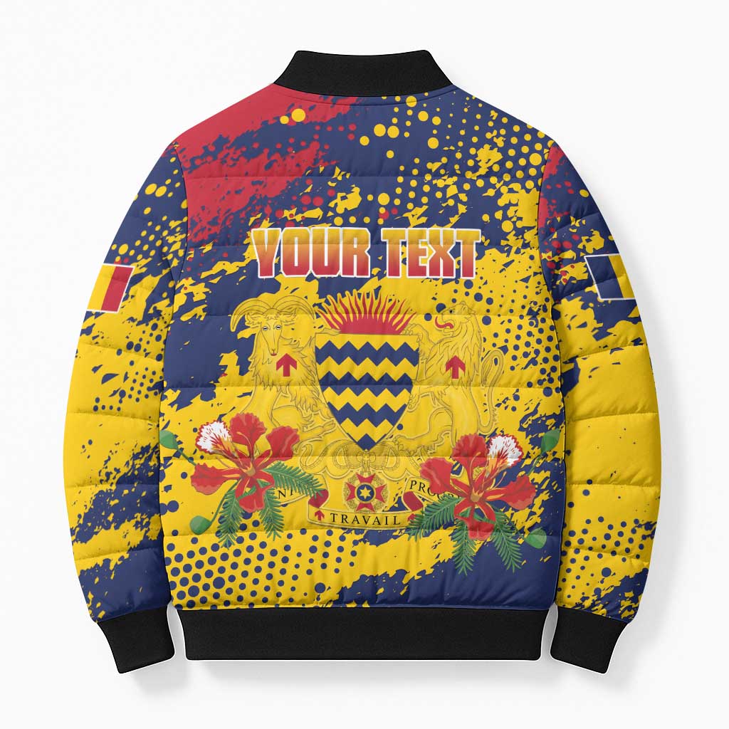Personalized Chad Republic Day Bomber Puffer Jacket Coat Of Arms - Grunge Style
