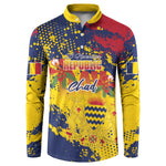 Personalized Chad Republic Day Button Sweatshirt Coat Of Arms - Grunge Style