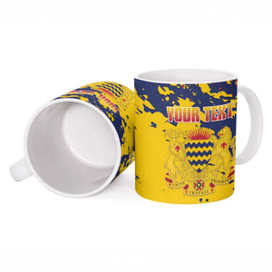 Personalized Chad Republic Day Ceramic Mug Coat Of Arms - Grunge Style