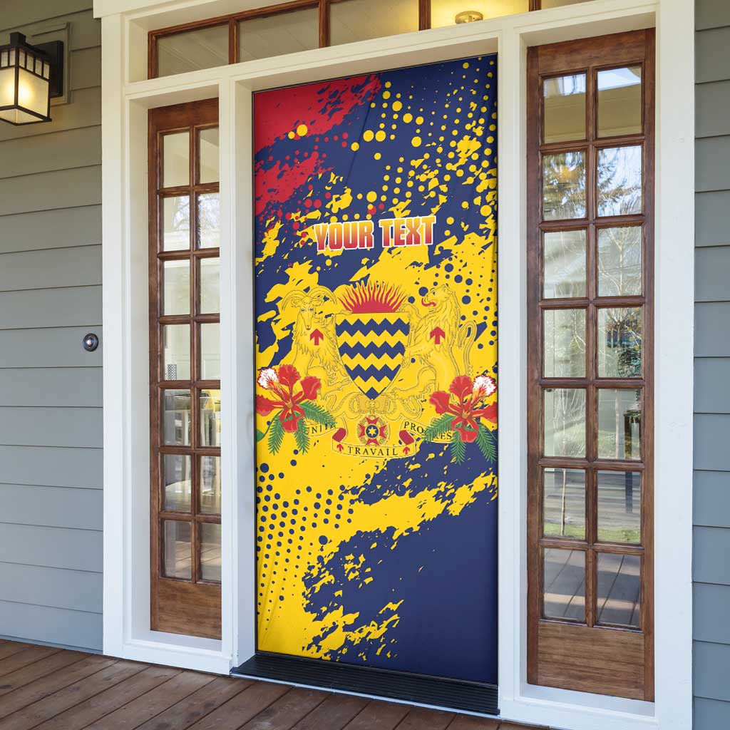 Personalized Chad Republic Day Door Cover Coat Of Arms - Grunge Style