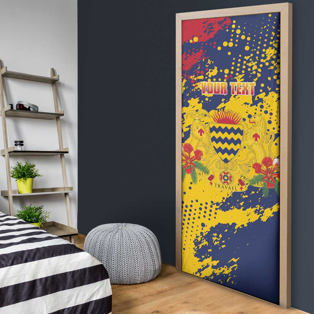 Personalized Chad Republic Day Door Cover Coat Of Arms - Grunge Style