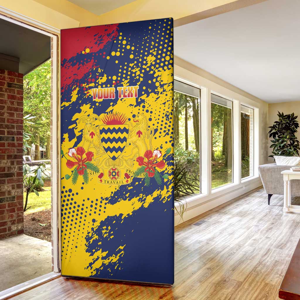 Personalized Chad Republic Day Door Cover Coat Of Arms - Grunge Style