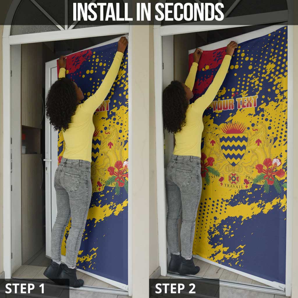 Personalized Chad Republic Day Door Cover Coat Of Arms - Grunge Style